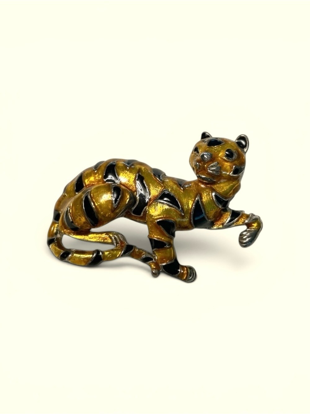 Vintage Signed Trifari Enameled Ark Series Tiger Brooch 1960s/70's